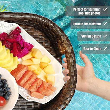 Floating Tray for Pool，Floating Pool Tray, Floating Tray - Floating Pool Table, Ideal for Food & Drinks - Floating Table for Pool - Essential Floating Food Tray for Pool Activities(Rectangle)