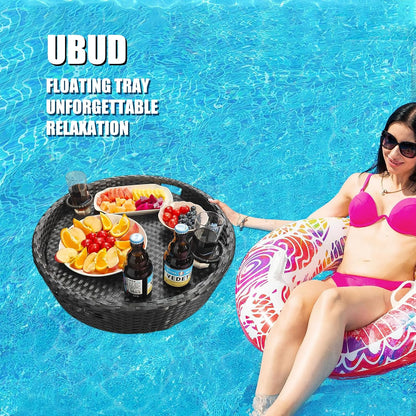 Floating Tray for Pool，Floating Pool Tray, Floating Tray - Floating Pool Table, Ideal for Food & Drinks - Floating Table for Pool - Essential Floating Food Tray for Pool Activities(Round)