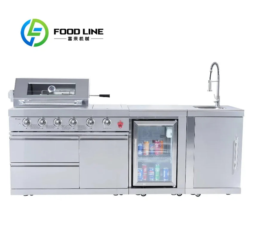 2026 Modern Luxury Outdoor Cabinets Kitchen Set with Bbq and Fridge Home Garden Barbecues Grill Outdoor Bbq Grills Customize