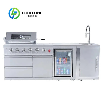 2026 Modern Luxury Outdoor Cabinets Kitchen Set with Bbq and Fridge Home Garden Barbecues Grill Outdoor Bbq Grills Customize