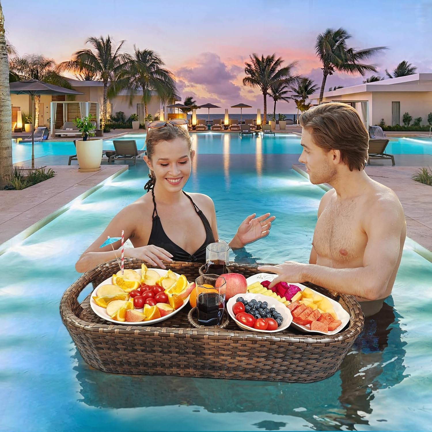 Floating Tray for Pool，Floating Pool Tray, Floating Tray - Floating Pool Table, Ideal for Food & Drinks - Floating Table for Pool - Essential Floating Food Tray for Pool Activities(Rectangle)