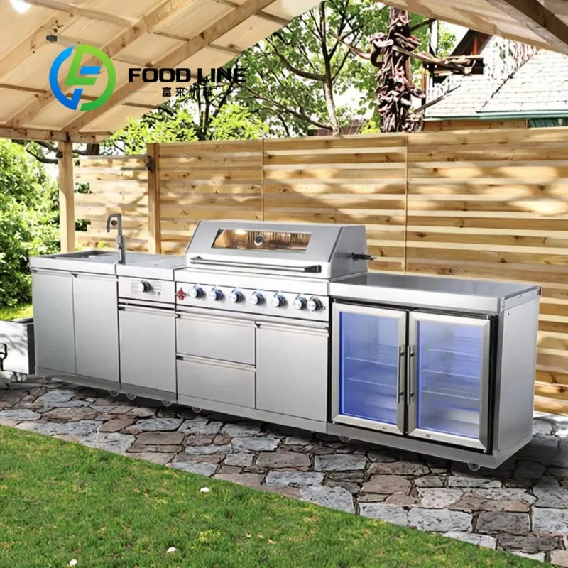 2026 Modern Luxury Outdoor Cabinets Kitchen Set with Bbq and Fridge Home Garden Barbecues Grill Outdoor Bbq Grills Customize