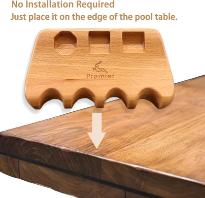 Solid Wood Portable Pool Stick Holder, Heavy Duty Weighted Pool Cue Claw for Table Edge, Anti-Slip Premium Billiard Cue Rack Accommodates 4 Cues, Luxury Pool Table Accessories