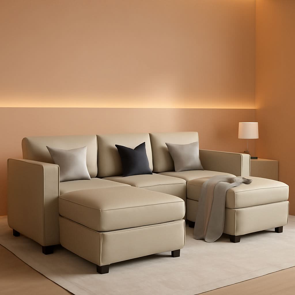 Grey Velvet Modular U Shaped Sectional Sofa