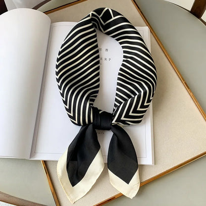 Luxury Brand 2022 Silk Square Scarf Women Cat Neck Hair Tie Band Beach Hijab Kerchief Head Headbands Bandana Female Foulard 70Cm