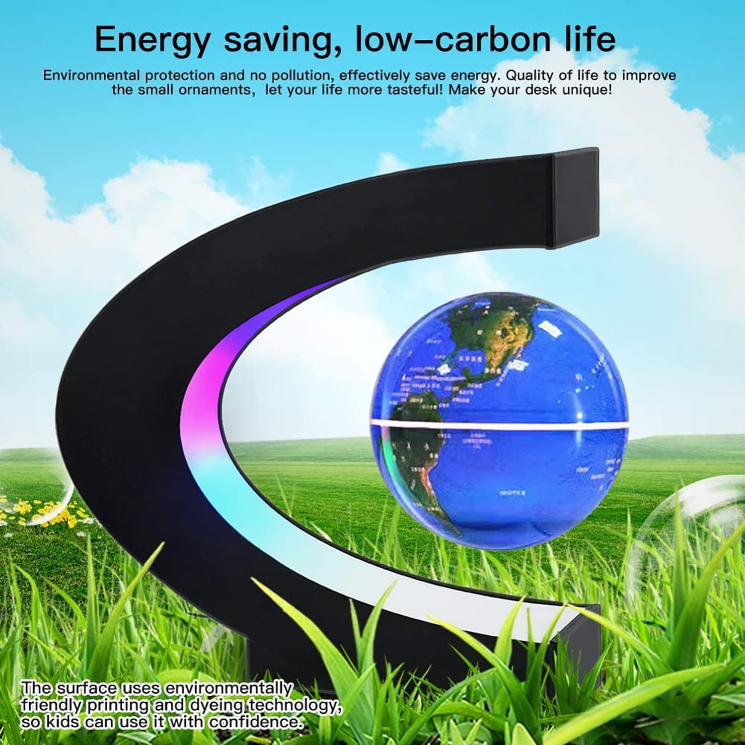 Magnetic Levitation Globe with LED Light, Desktop Decorations, Unique Gift | Father'S Day Gifts, Stunning Visuals, Atmospheric Lighting, Perfect Gift, Compact & Stylish, Valentine'S Day Gifts