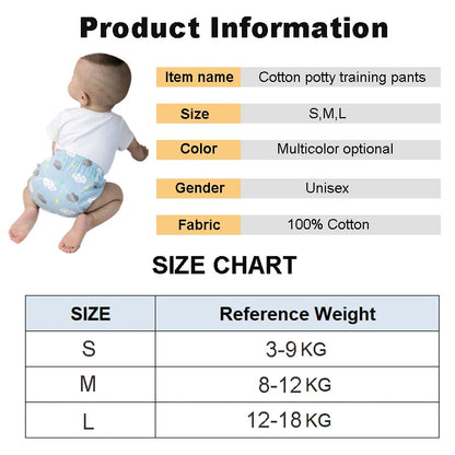 Baby Reusable Potty Training Pants Toddler Cotton Ecological Cloth Diaper Panties Waterproof Washable Nappies Boy Girl Underwear