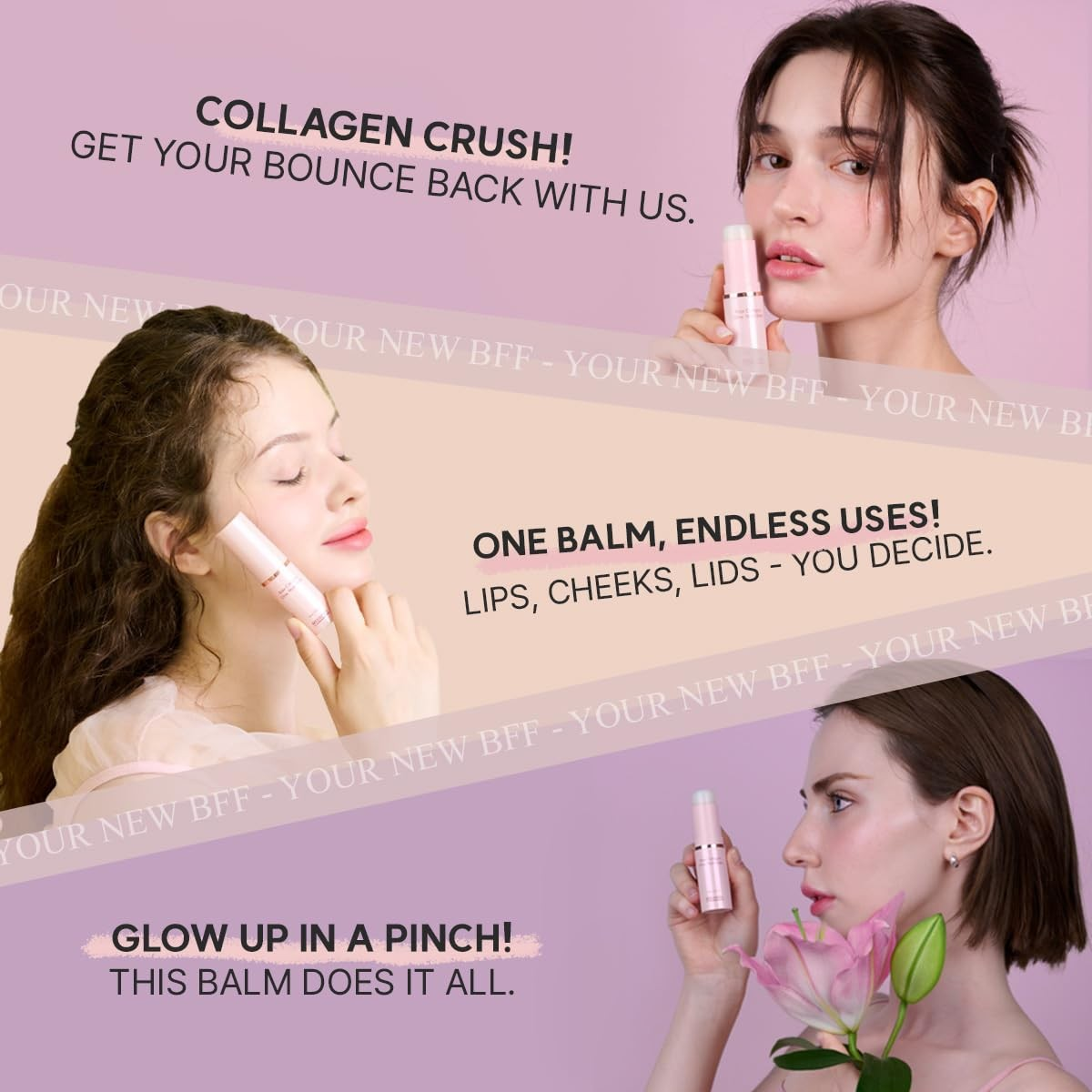 Rose Collagen Glow Multi Balm | Korean Skincare All-in-One Hydrating Multi Balm Stick (10g/0.35 oz.)