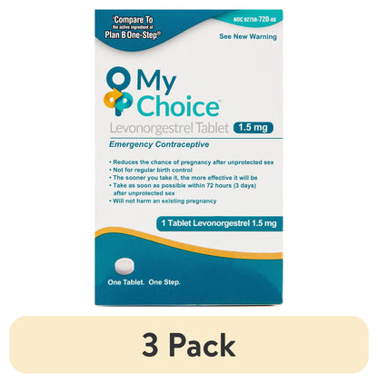 (3 Pack)  My Choice Emergency Contraceptive – Levonorgestrel 1.5 Mg Tablet – Safe, Effective Morning-After Pill for Unprotected Sex – Compare to Active Ingredient Found in Plan B One-Step