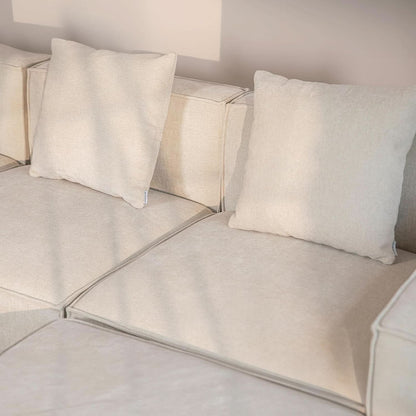 Modular Sectional Sofa Set Linen Cream With Ottoman And Chaise-3