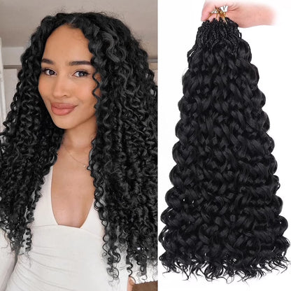 Ustar 100% Human Hair Crochet Extensions - Burmese Curly Boho Braiding Hair (50G/Pack)