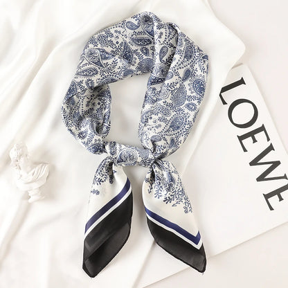 Luxury Brand 2022 Silk Square Scarf Women Cat Neck Hair Tie Band Beach Hijab Kerchief Head Headbands Bandana Female Foulard 70Cm