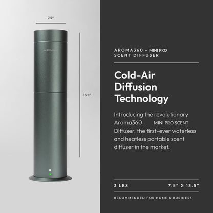 Aroma360-Mini Pro Scent Diffuser-Aroma Diffuser for Essential Oils-Cold-Air Diffusion-600Sq.Ft. Coverage-Waterless Air Diffuser-Green-Works Exclusively with Pro Pod Bottles