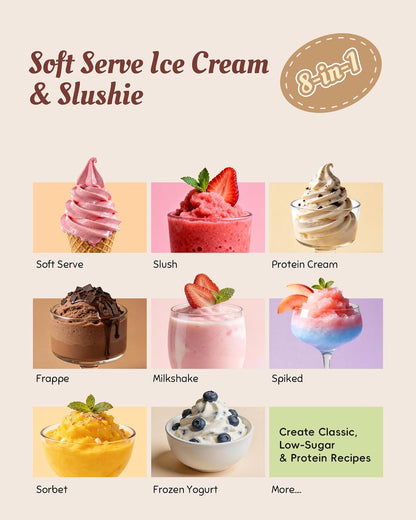 2 in 1 Slushie Machine & Soft Serve Ice Cream Maker Machine