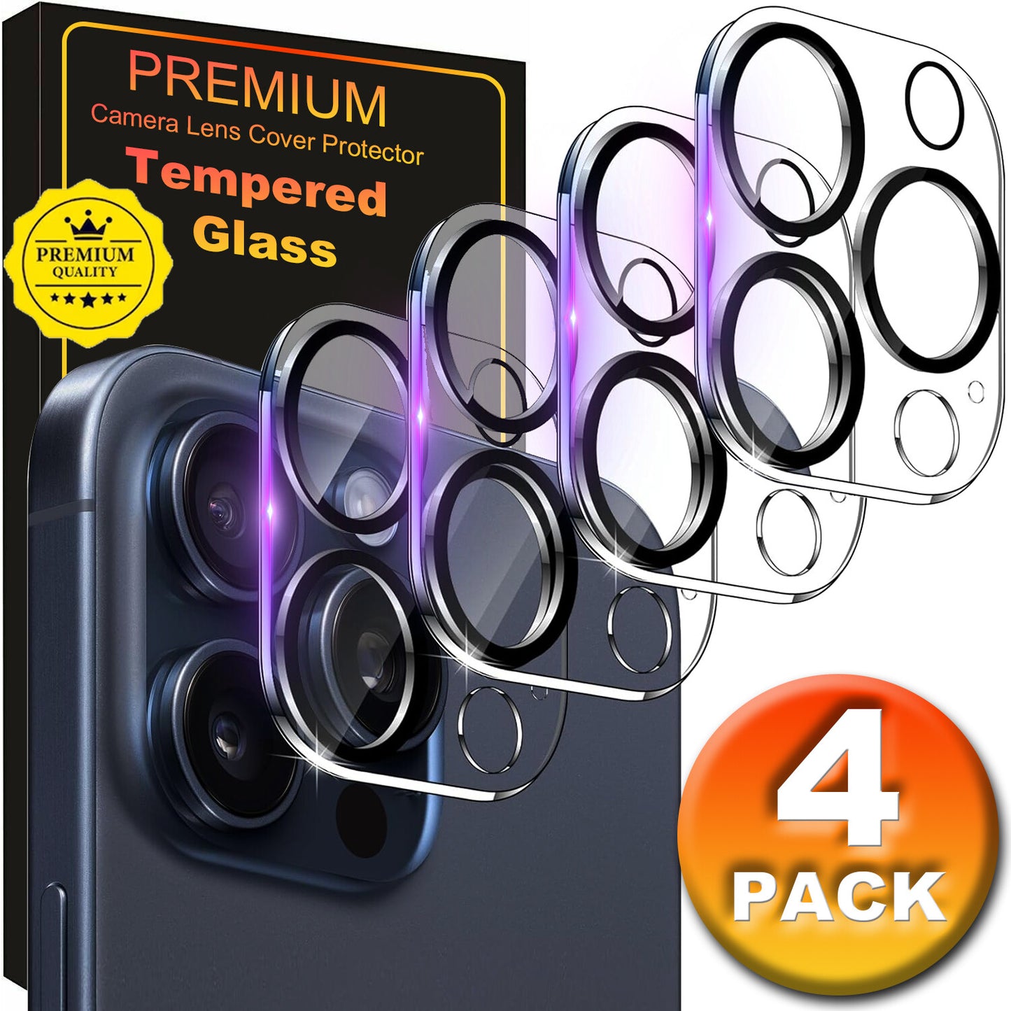 4X for Iphone 17 16 15 14 13 12 11 Pro Max Tempered Glass Camera Lens Protectors
