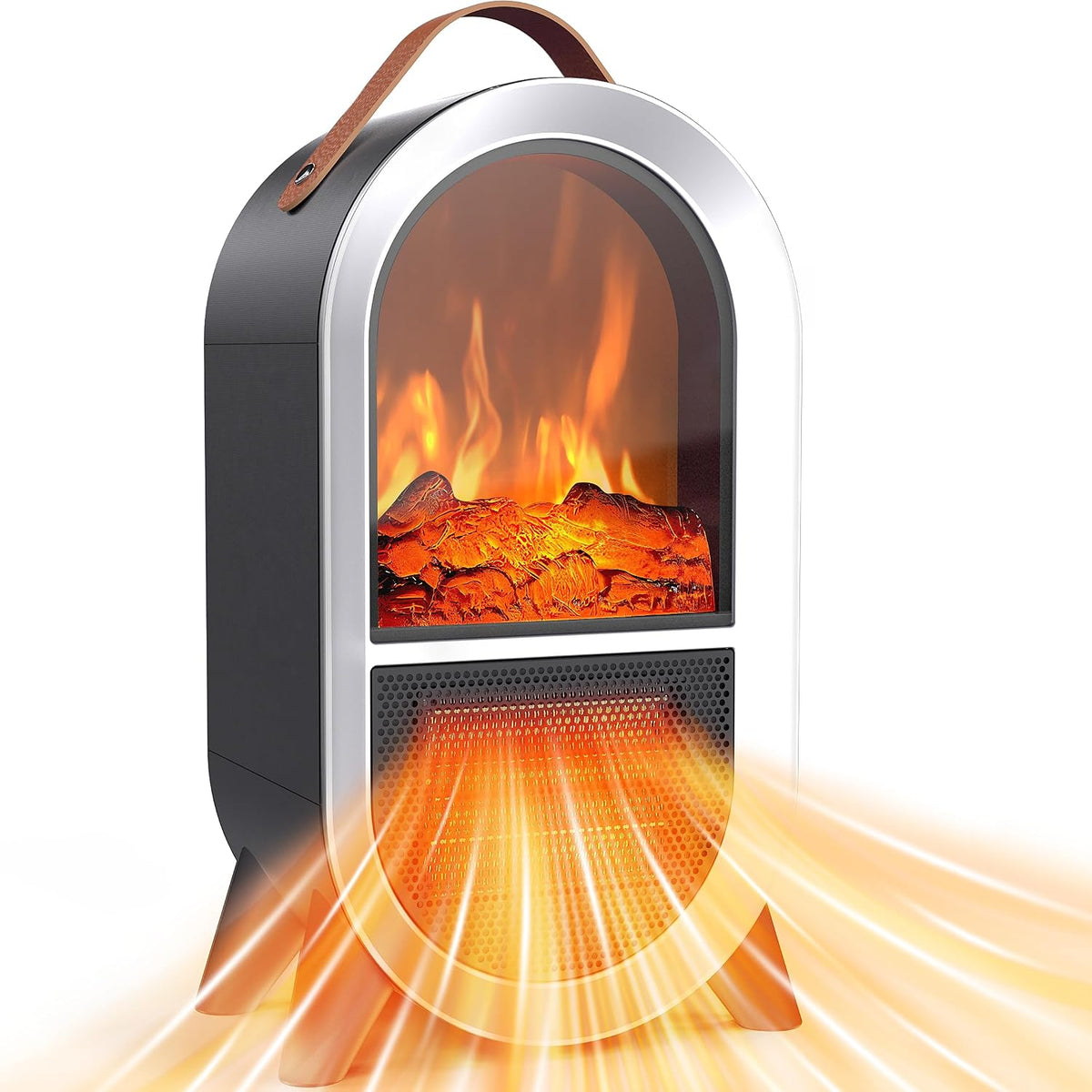 Portable Electric Fireplace Heater for Home Office, Black