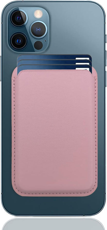 Magnetic Wallet Compatible with Magsafe for Iphone 17 16 15 14 13 12 Pro Max plus Model, None-Cutout Mag 3 Safe Card Holder Stick on for Apple Cell Phone, Pink