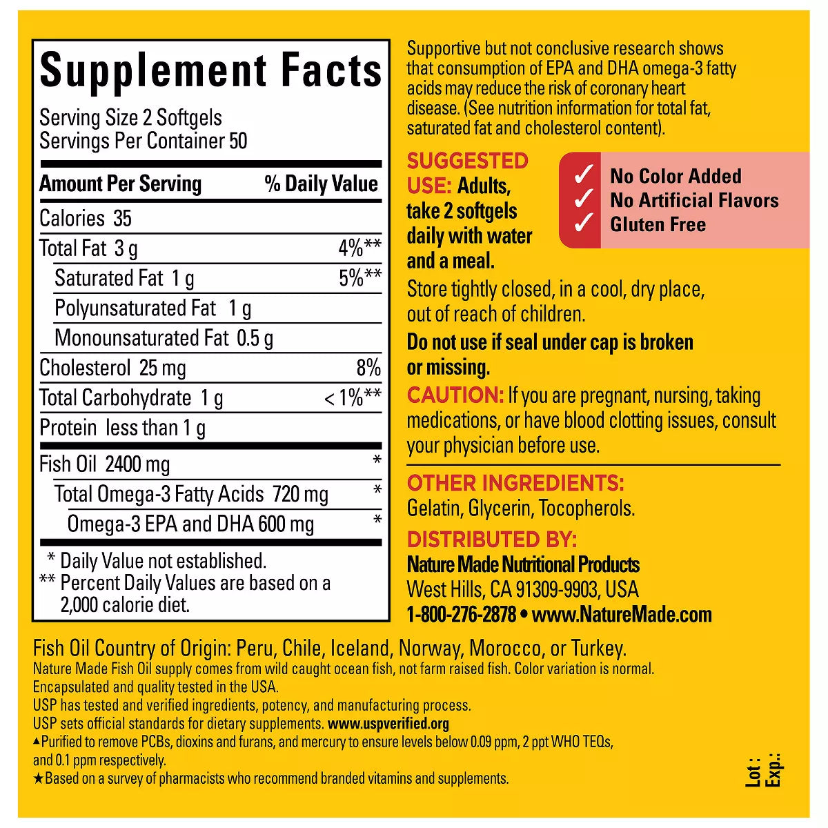 Nature Made Fish Oil Supplements 1200 Mg Omega 3 Supplements for Healthy Heart Support Softgels