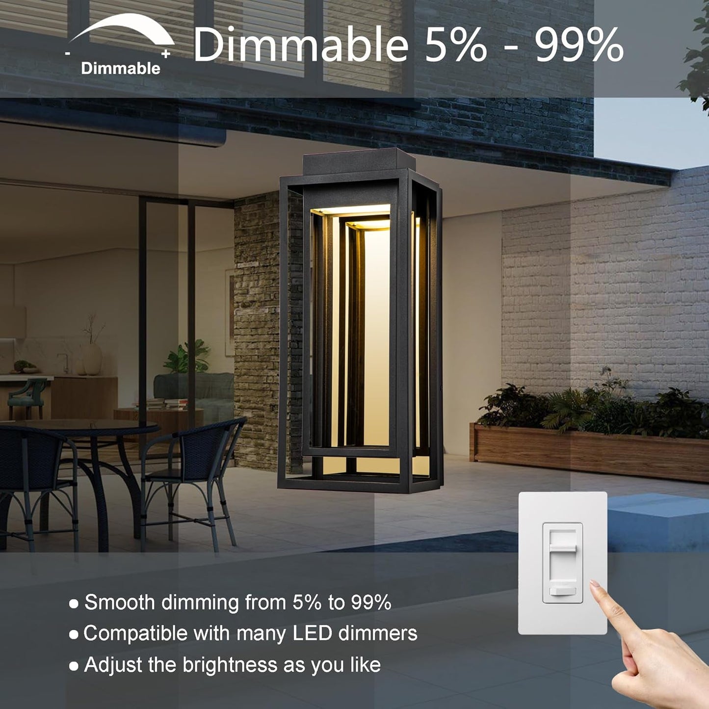 Modern Outdoor Wall Lights LED Exterior, Black Gold Front Porch Lights Wall Mount, Large Outdoor LED Sconce, Luxury Wall Lamp, Patio Lighting Fixture for House, Garage, Yard