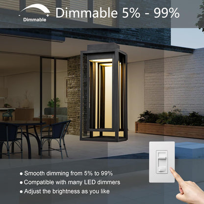 Modern Outdoor Wall Lights LED Exterior, Black Gold Front Porch Lights Wall Mount, Large Outdoor LED Sconce, Luxury Wall Lamp, Patio Lighting Fixture for House, Garage, Yard
