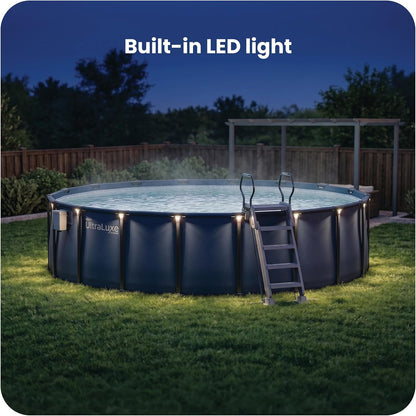INTEX 28829EH 18Ft X 52In Ultraluxe Premium above Ground Swimming Pool Set with Smart Wi-Fi Enabled Dual Sand Filter Pump Saltwater System and Water Analyzer, Retractable Pool Ladder