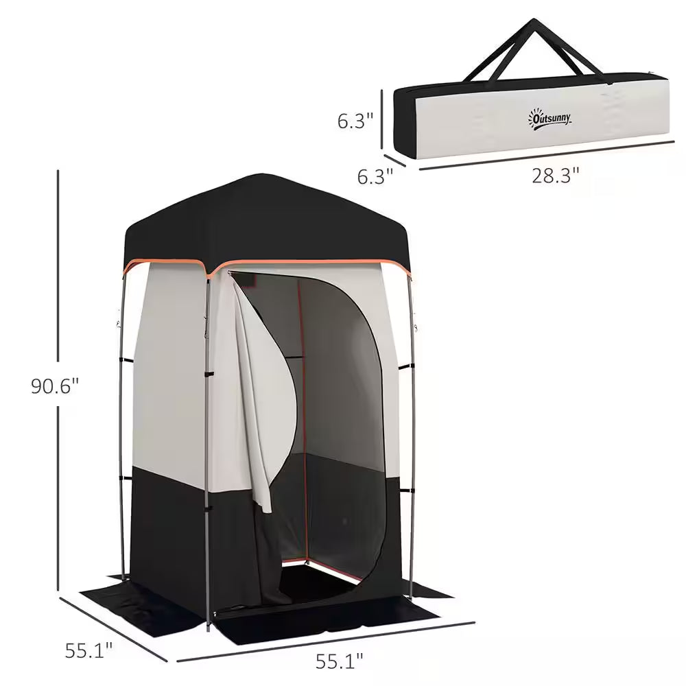 1-Person Portable Shower Tent, Camping Dressing Changing Tent Room with Solar Shower Bag, Floor and Carrying Bag, Black
