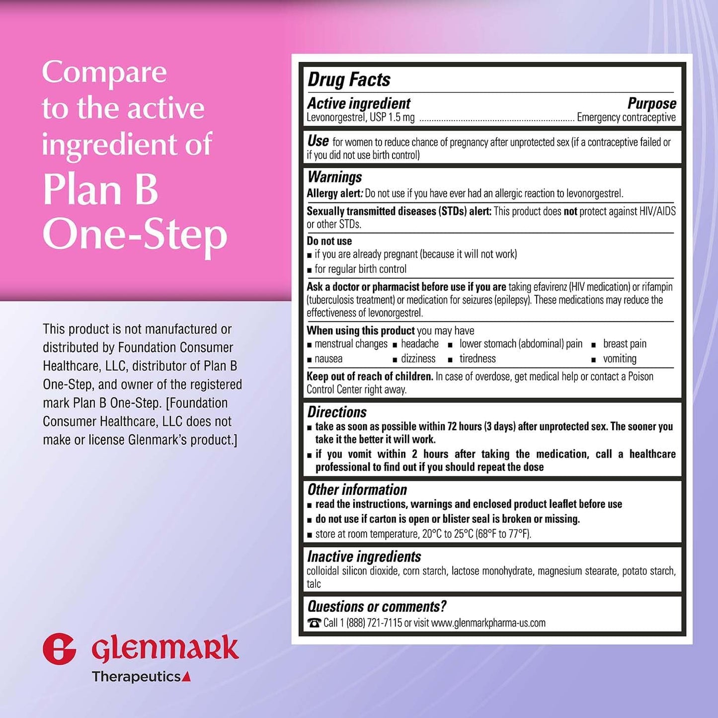 Emergency Contraceptive Tablet, Levonorgestrel 1.5Mg, Reduces Chance of Pregnancy after Unprotected Sex