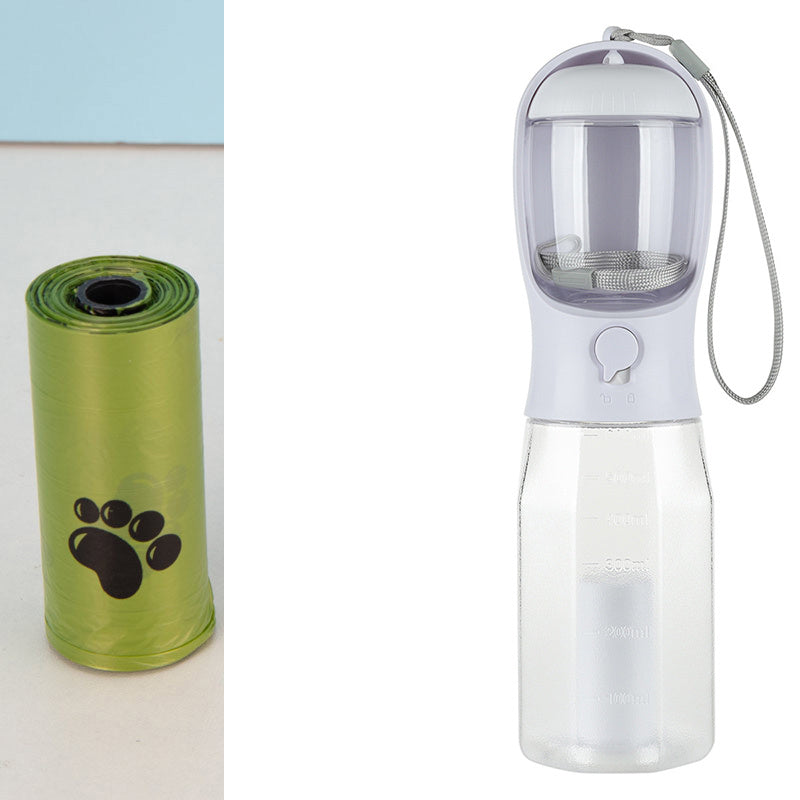 Bouteille d'eau portable pour chat et chien, distributeur de nourriture, abreuvoir, distributeur de crottes, 3 en 1, anti-fuite, multifonction, bouteille d'eau pour chien, produits pour animaux de compagnie