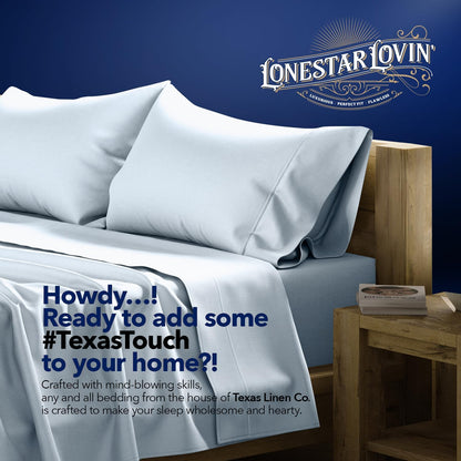 100% Egyptian Cotton Standard/Queen Size Pillow Cases Set of 2-1000 Series Lonestar Lovin' Pillow Cover (Light Blue), Cooling Pillowcases Set of 2 for Standard/Queen Pillows