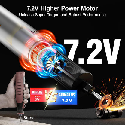 Cordless Rotary Tool Kit, 7.2V with Higher Torque, More Powerful, 5 Speeds 10000 to 28000 RPM, with 42 Accessories, Multi Purposes, Sanding, Polishing, Drilling, Etching, Engraving, DIY Crafts