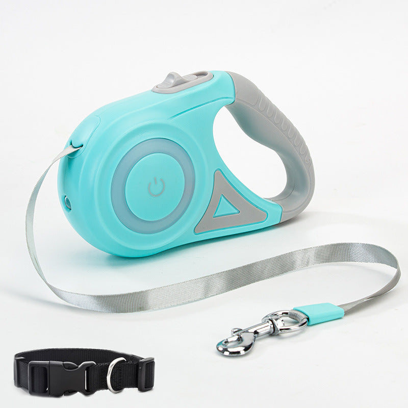 Laisse rétractable pour chien et collier pour chien Spotlight Corde de traction automatique pour chien et chat pour petits et moyens chiens Produit pour animaux de compagnie