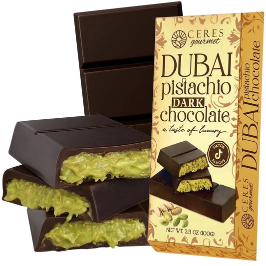 Dubai Pistachio Kunafa Bars, Indulgent Dark Chocolate, 3.5 Oz