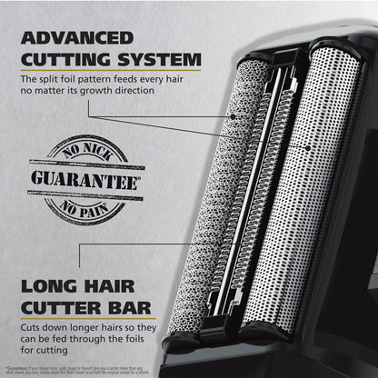 Manscaper Shaver, Lithium Ion Rechargeable, Waterproof Wet/Dry Flex Hypoallergenic Foils, for Men, 7074