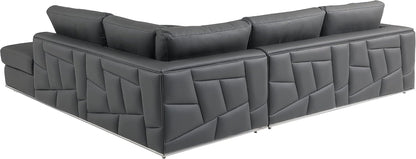 Surton Top Grain Italian Leather Sectional Sofa for Living Room and Home Office, Modern Luxury L-Shaped Couch, Right Arm Facing, 117" W, Dark Gray