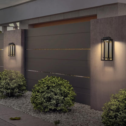 Modern Outdoor Wall Lights LED Exterior, Black Gold Front Porch Lights Wall Mount, Large Outdoor LED Sconce, Luxury Wall Lamp, Patio Lighting Fixture for House, Garage, Yard
