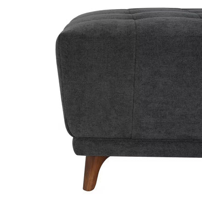Ansel Mid-Century Modern Charcoal Grey Chenille Upholstered Square Tufted Accent Ottoman
