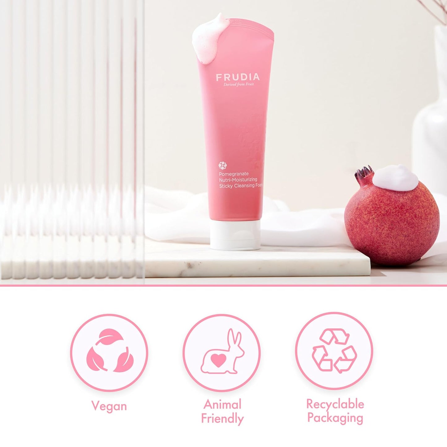 Pomegranate Nutri-Moisturizing Facial Cleanser (4.9 Oz) – Gentle Daily Korean Face Wash W/Adenosine & Pomegranate Extract | Korean Face Cleansing Foam for Hydration & Elasticity