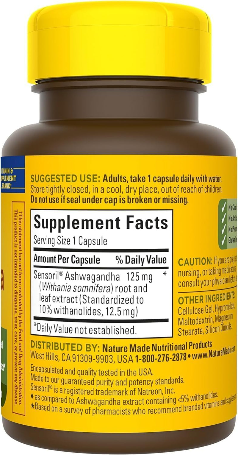 Ashwagandha Capsules 125Mg for Stress Support, 60 Capsules, 60 Day Supply (Pack of 2)