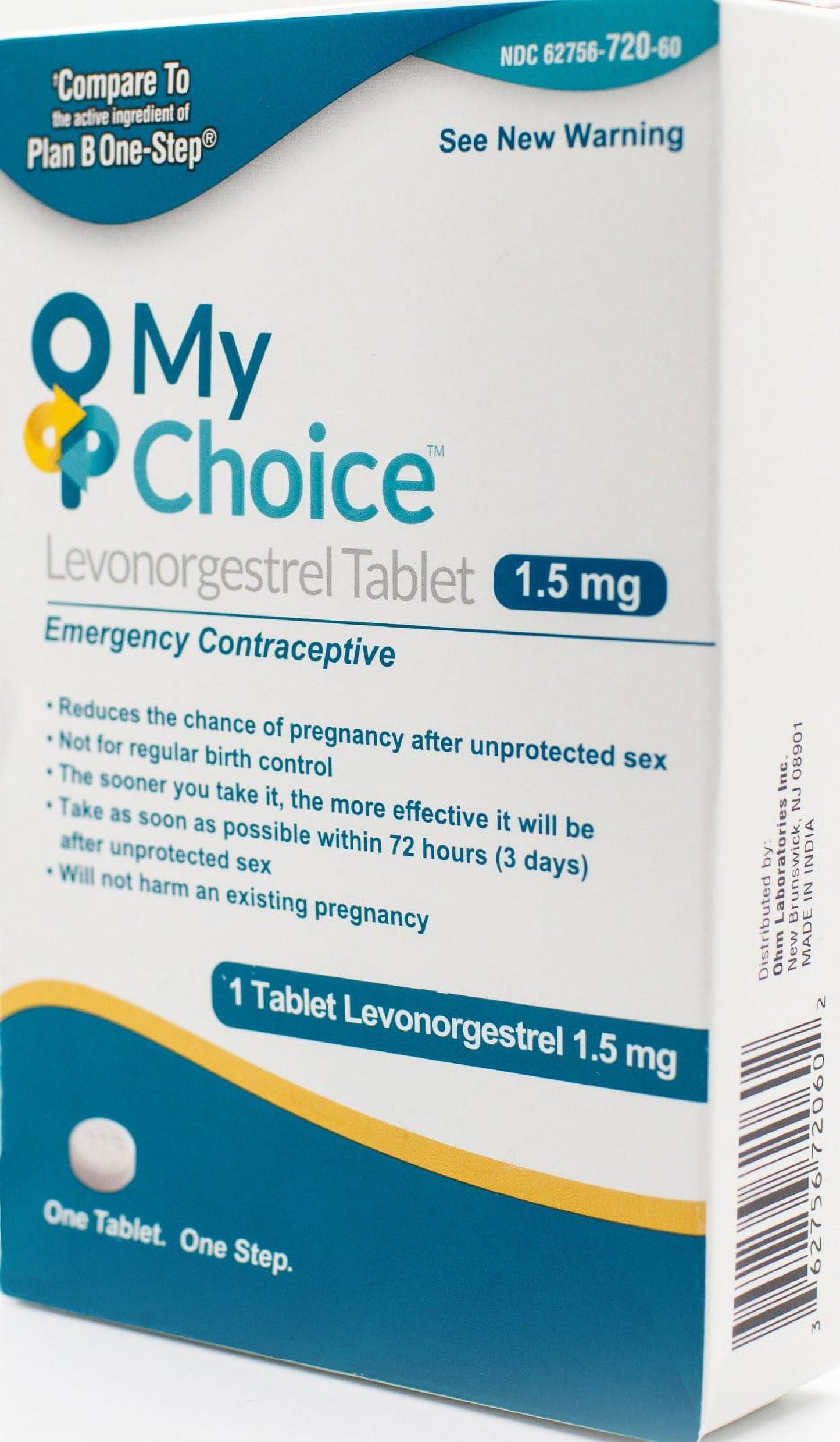 (3 Pack)  My Choice Emergency Contraceptive – Levonorgestrel 1.5 Mg Tablet – Safe, Effective Morning-After Pill for Unprotected Sex – Compare to Active Ingredient Found in Plan B One-Step