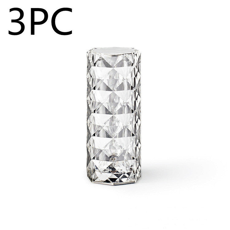 Lampe de table USB en cristal nordique pour chambre à coucher, lumière tactile à intensité réglable, veilleuse diamant, projecteur de roses, décoration