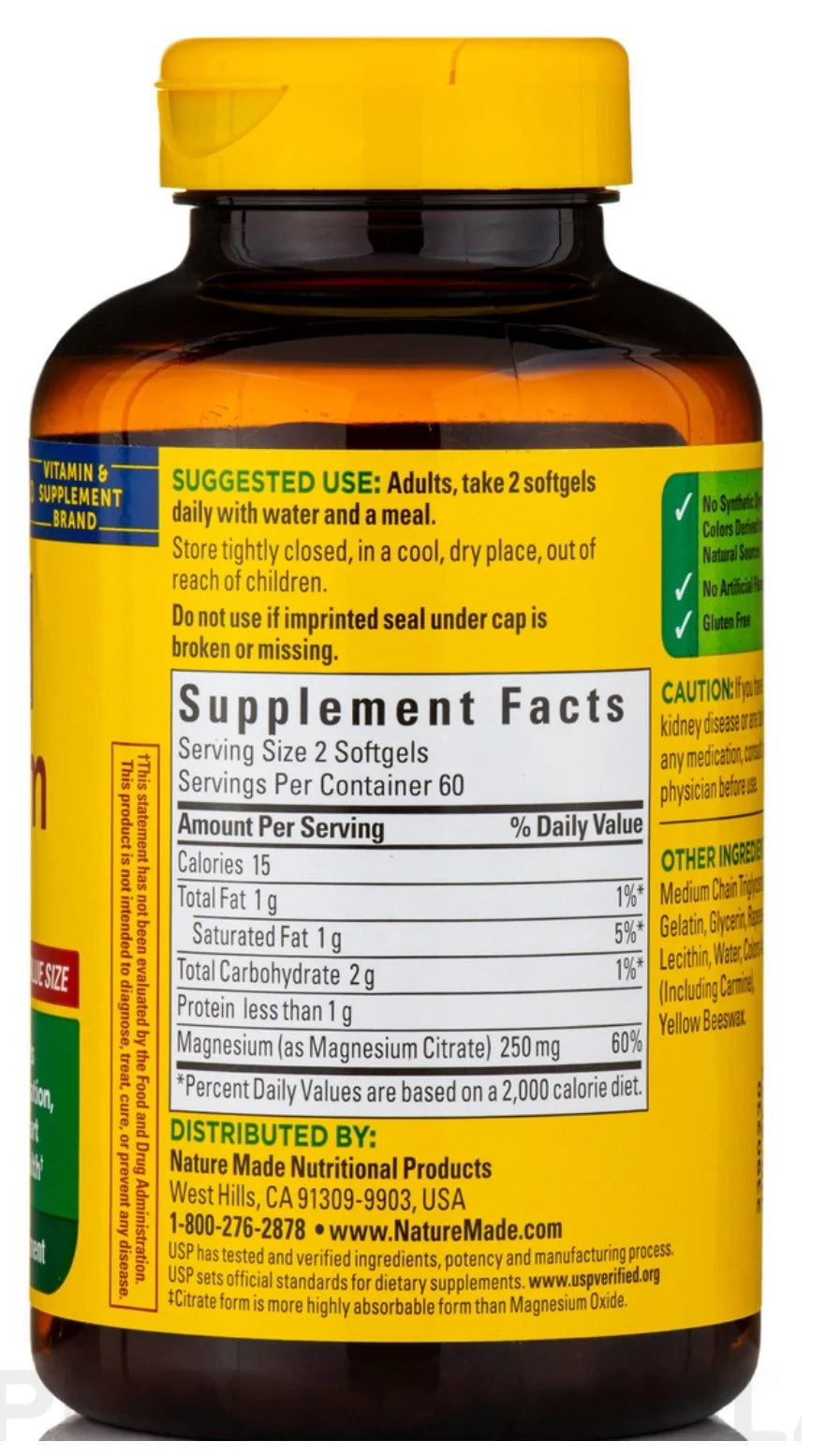 Nature Made Magnesium Citrate 250Mg Softgels (180 Ct.)