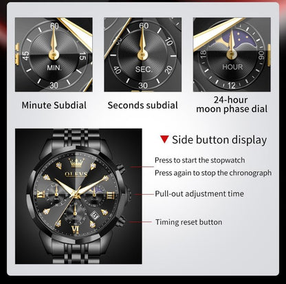 Watches for Men Luxury Diamond Casual Large Dial Watches Stainless Steel Waterproof Business Dress Analog Luminous Date Mens Watches