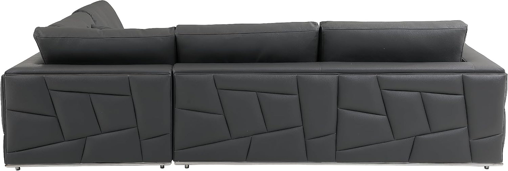 Surton Top Grain Italian Leather Sectional Sofa for Living Room and Home Office, Modern Luxury L-Shaped Couch, Right Arm Facing, 117" W, Dark Gray