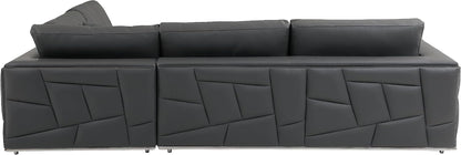 Surton Top Grain Italian Leather Sectional Sofa for Living Room and Home Office, Modern Luxury L-Shaped Couch, Right Arm Facing, 117" W, Dark Gray