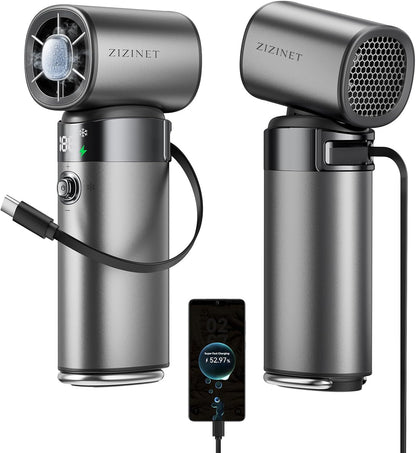 Portable Handheld Fan, Ice Cooling, 22.5W 10000Mah Power Bank | Contact Cooling Pad. 16500 RPM Turbo. Built-In Type-C Cable. 35H Runtime. Metal Shell. Stadium & Soccer Game Essentials.