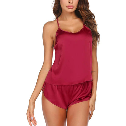 Women Silk Camisole Set Shorts Silk Cami Sleepwear