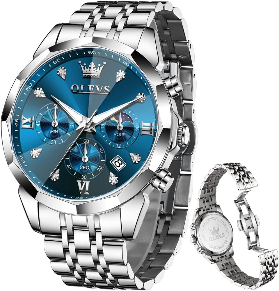 Watches for Men Luxury Diamond Casual Large Dial Watches Stainless Steel Waterproof Business Dress Analog Luminous Date Mens Watches