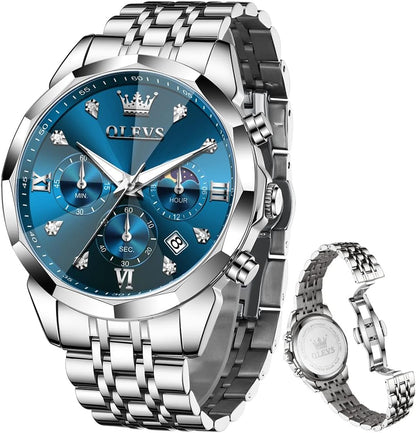 Watches for Men Luxury Diamond Casual Large Dial Watches Stainless Steel Waterproof Business Dress Analog Luminous Date Mens Watches