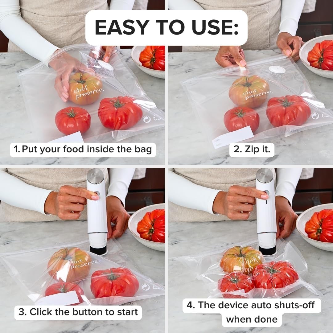 Compact Vacuum Sealer for Food Vacuum Sealer Machine + 30 Reusable Vacuum Bag...
