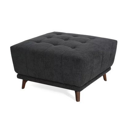 Ansel Mid-Century Modern Charcoal Grey Chenille Upholstered Square Tufted Accent Ottoman